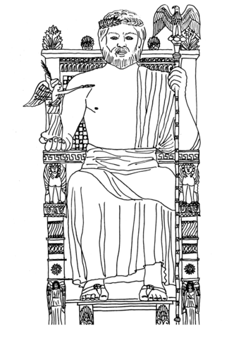 Statue Of Olympian Zeus  Coloring Page